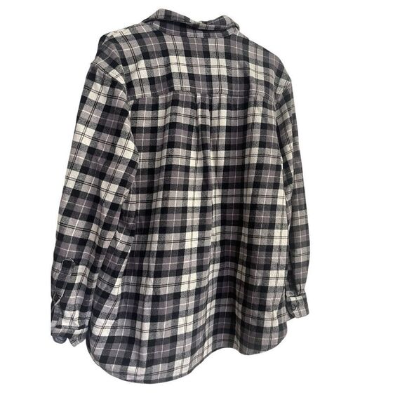 Anchorage Mens Black White Plaid Button Up Long Sleeve Flannel Shirt Top XL - Picture 2 of 12